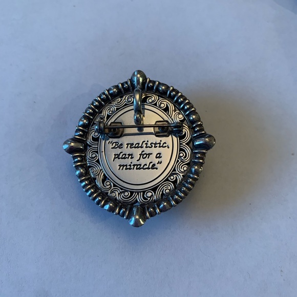 Brighton Be realistic, plan for a miracle multi stone silver pendant brooch pin - Picture 2 of 2